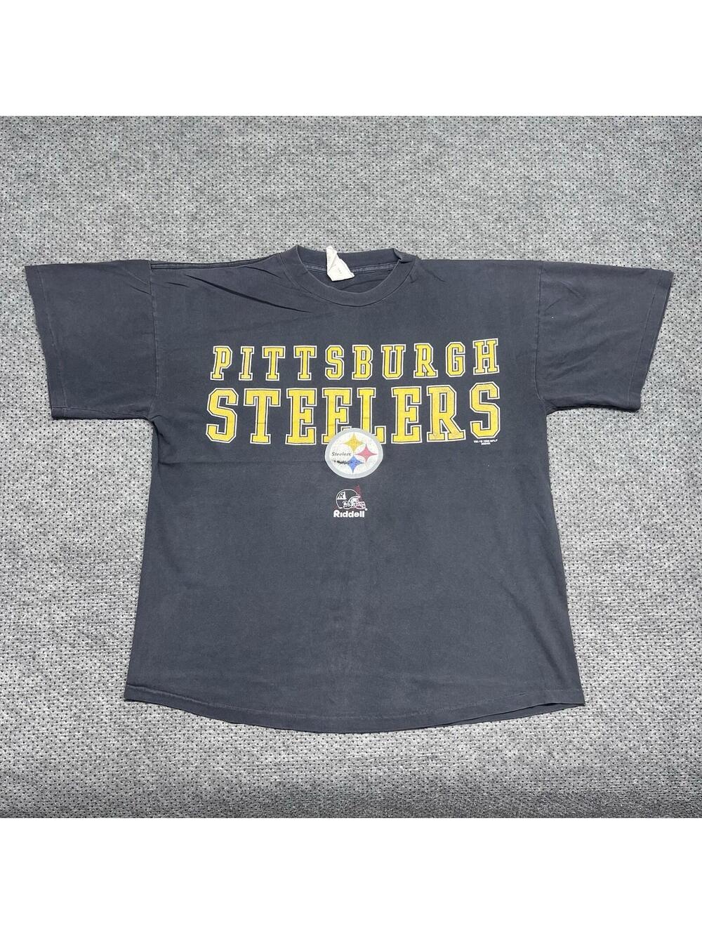 Vintage 1998 Riddell Pittsburgh Steelers Football T-Shirt XL RARE MENS BLACK